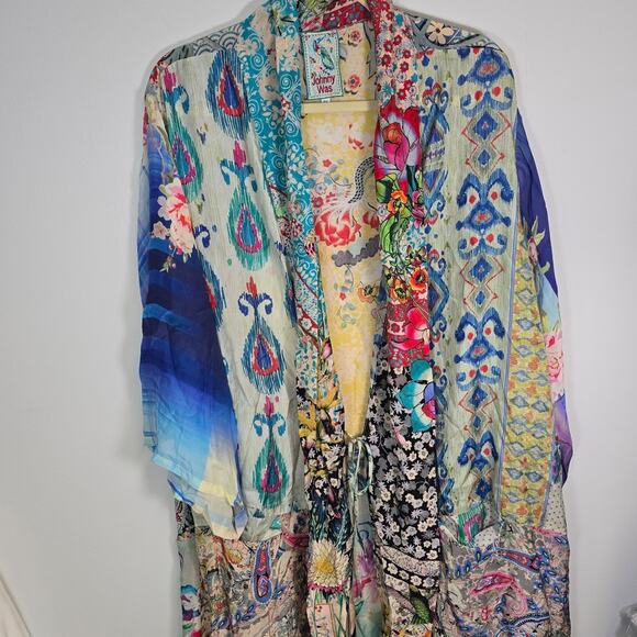 Johnny Was Tops - Johnny Was Thiodorah Silk Long Patchwork Kimono extended size 2X